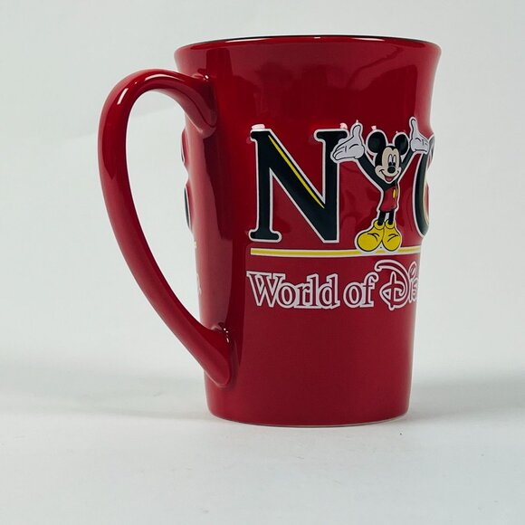Disney NYC World of Disney Red Ceramic Coffee Mug Mickey Mouse Design - Picture 3 of 6